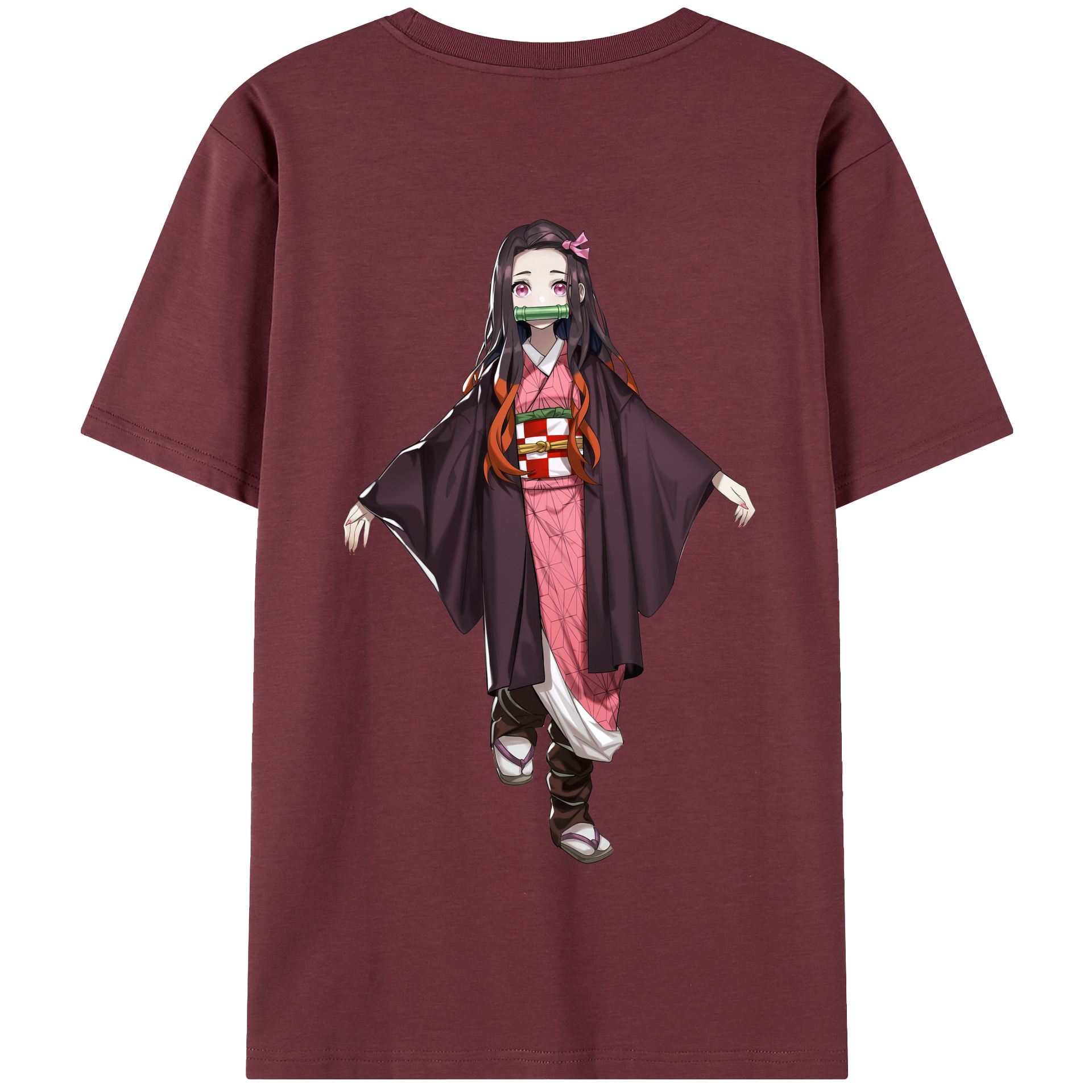 （画像用） 鬼滅の刃（きめつのやいば）竈門 禰󠄀豆子／かまど ねずこ Kamado Nezuko 綿100％半袖Tシャツ（背面プリント）